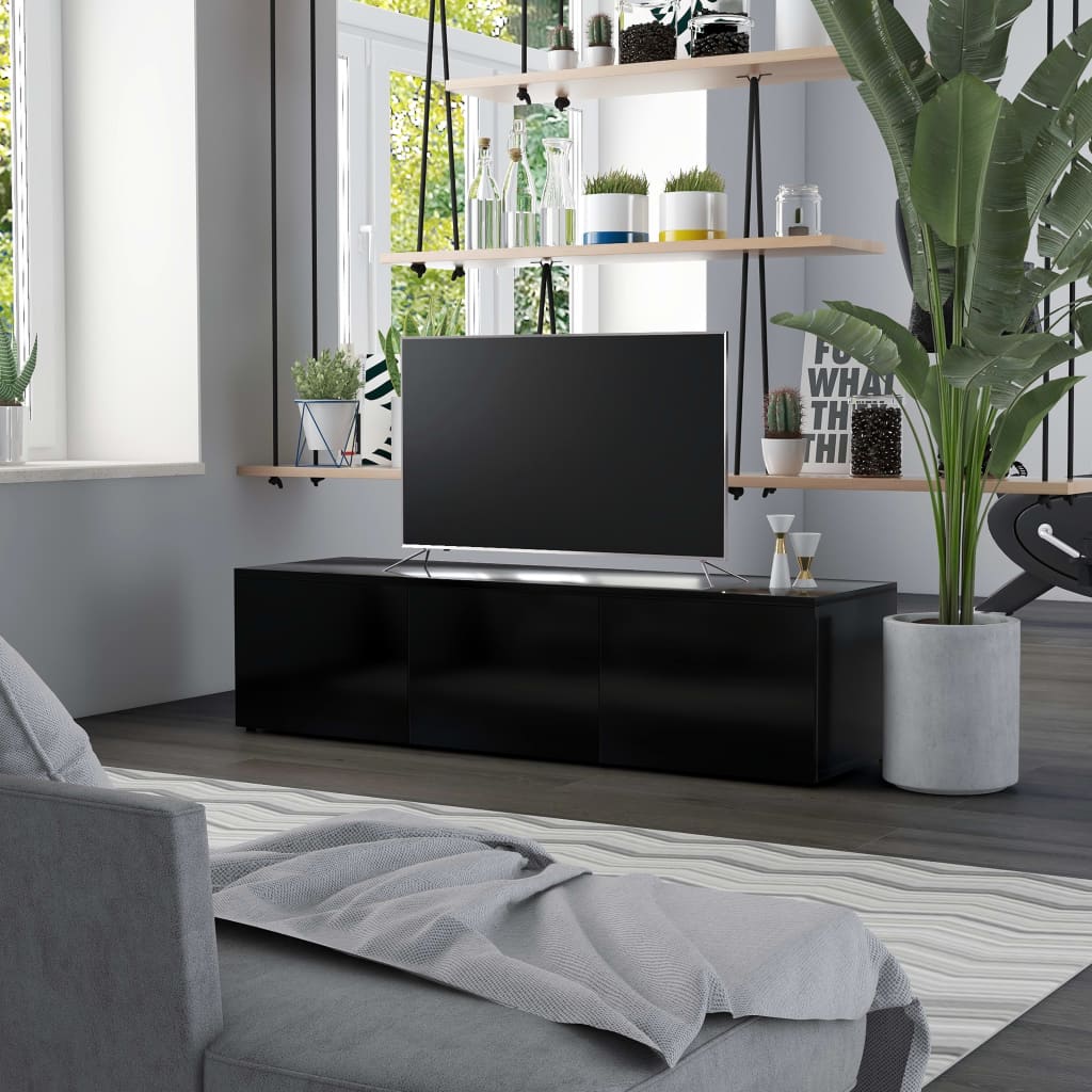 vidaXL Meuble TV Noir 120x34x30 cm Bois d'ingénierie