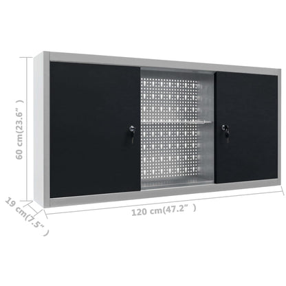 vidaXL Werkbank mit 3 Werkzeugwänden und 1 Wandschrank
