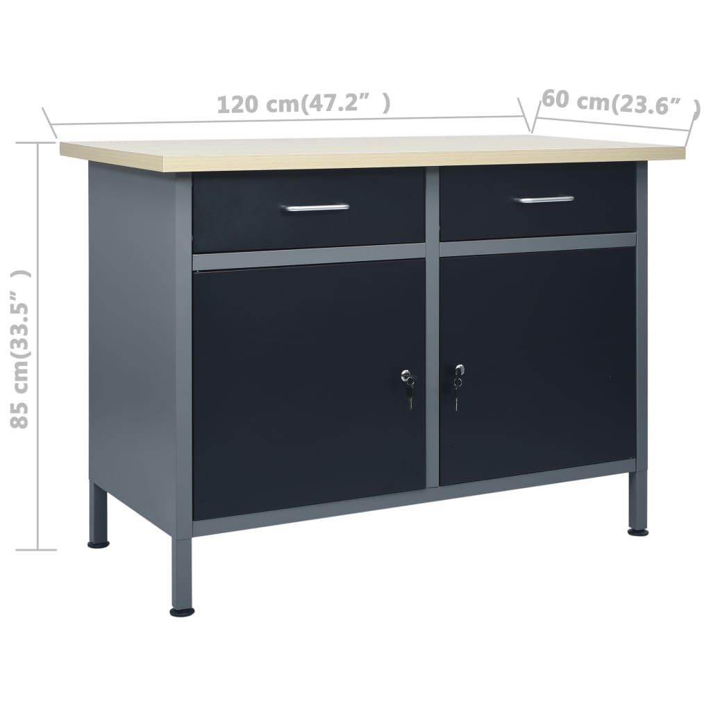 vidaXL Werkbank mit 3 Werkzeugwänden und 1 Wandschrank