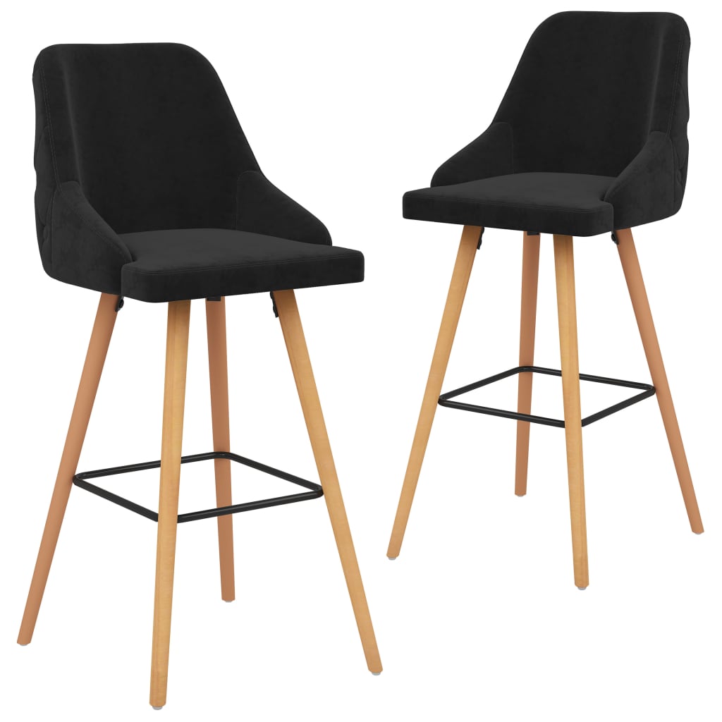 vidaXL Barhocker 2 Stk. Schwarz Samt