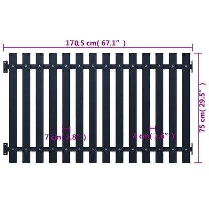 vidaXL Panneau de clôture anthracite 178 x 75 cm en acier enduit de poudre
