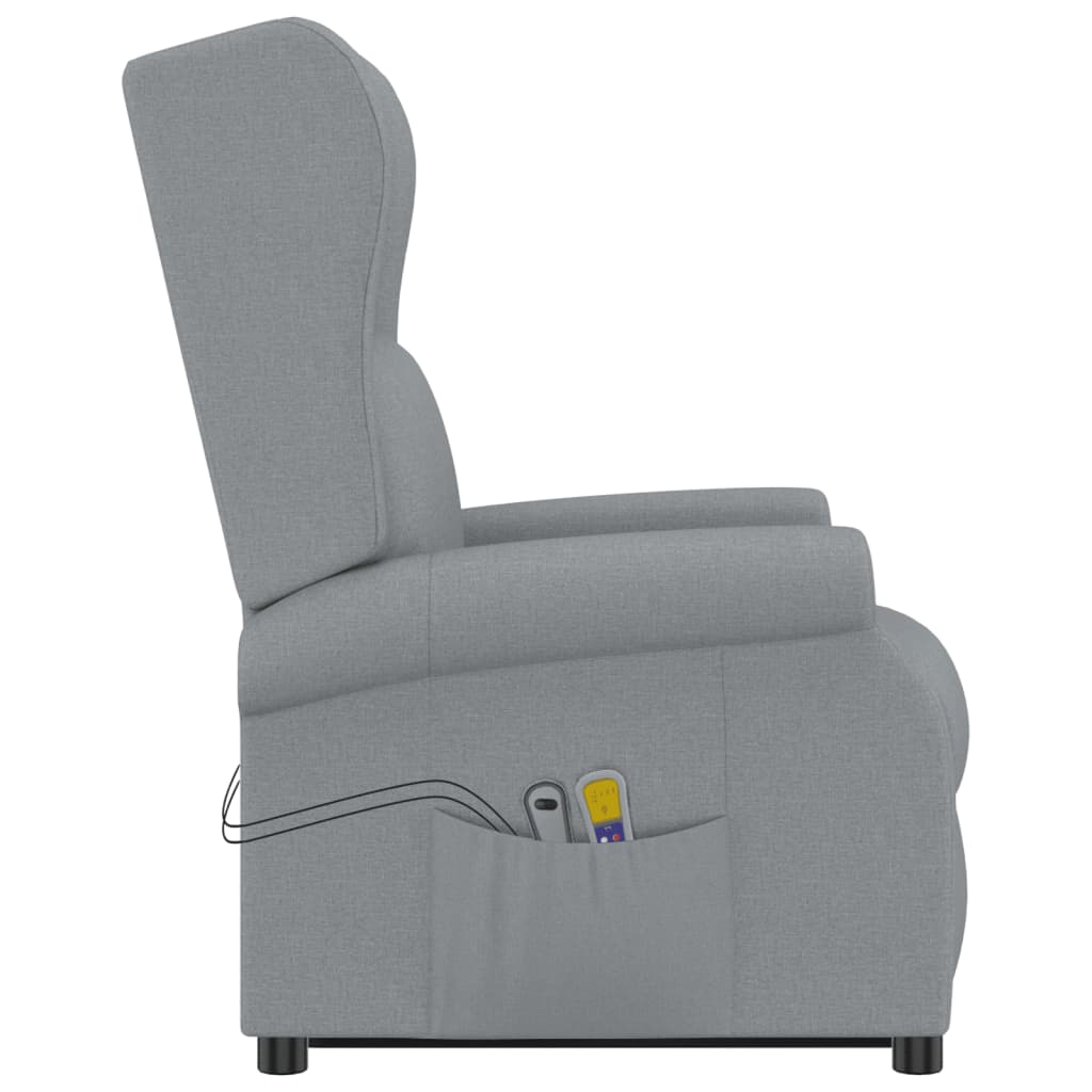 vidaXL Massagesessel mit Aufstehhilfe Hellgrau Stoff