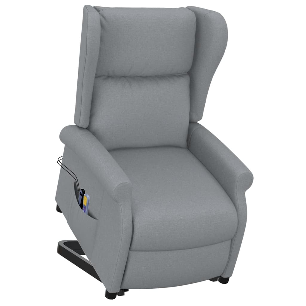 vidaXL Massagesessel mit Aufstehhilfe Hellgrau Stoff