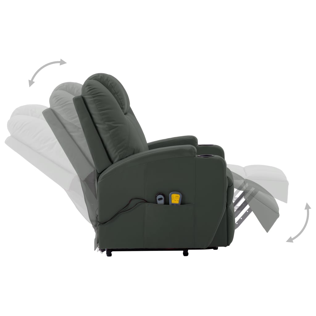 vidaXL Massagesessel mit Aufstehhilfe Anthrazit Kunstleder