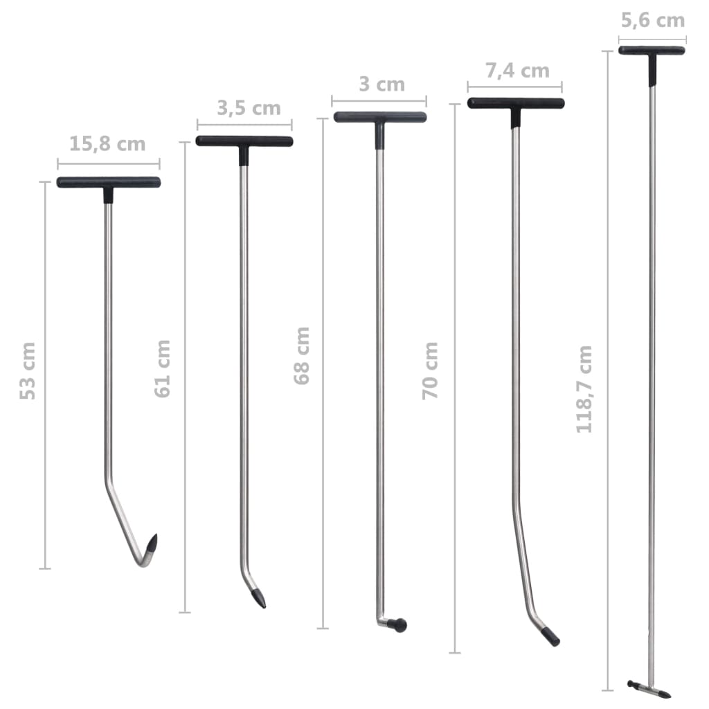 vidaXL Kit de réparation de carrosserie 5 pcs sans peinture, acier inoxydable