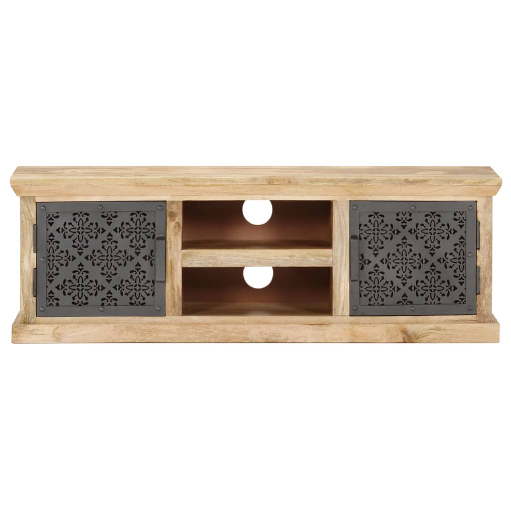 vidaXL Meuble TV avec portes en acier 120x30x40 cm Bois de manguier massif