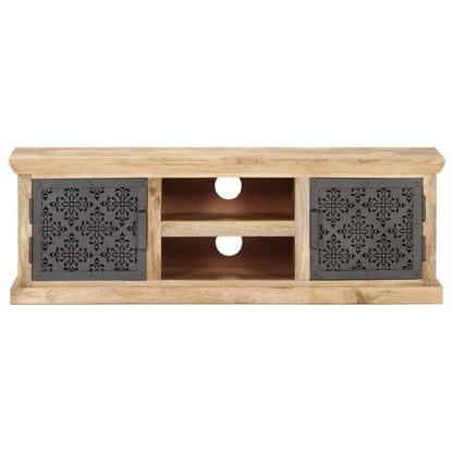 vidaXL Meuble TV avec portes en acier 120x30x40 cm Bois de manguier massif