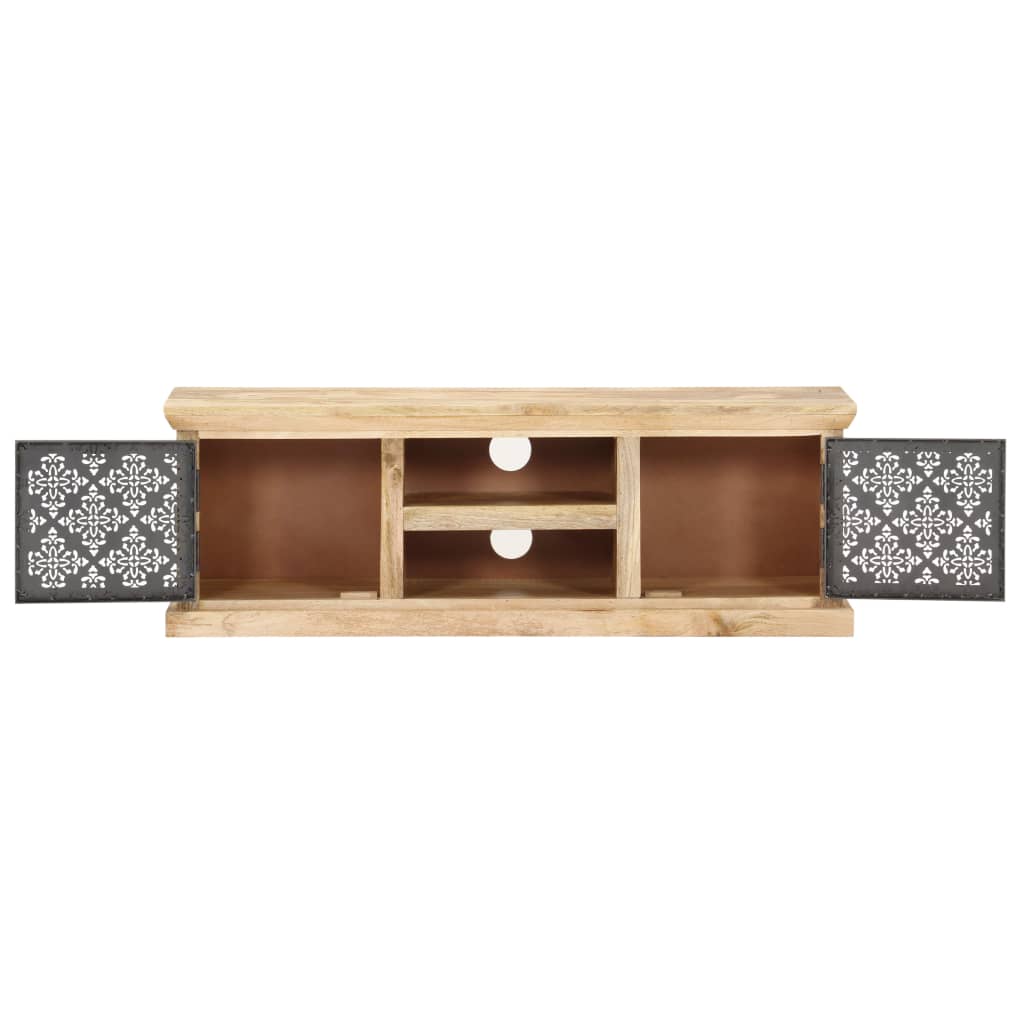 vidaXL Meuble TV avec portes en acier 120x30x40 cm Bois de manguier massif