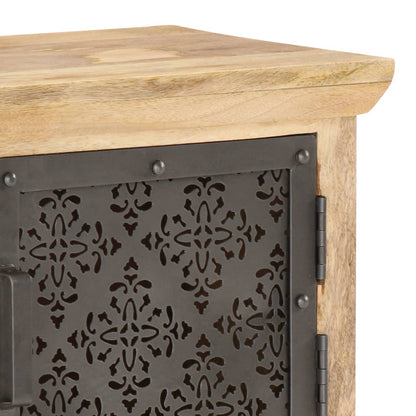 vidaXL Meuble TV avec portes en acier 120x30x40 cm Bois de manguier massif