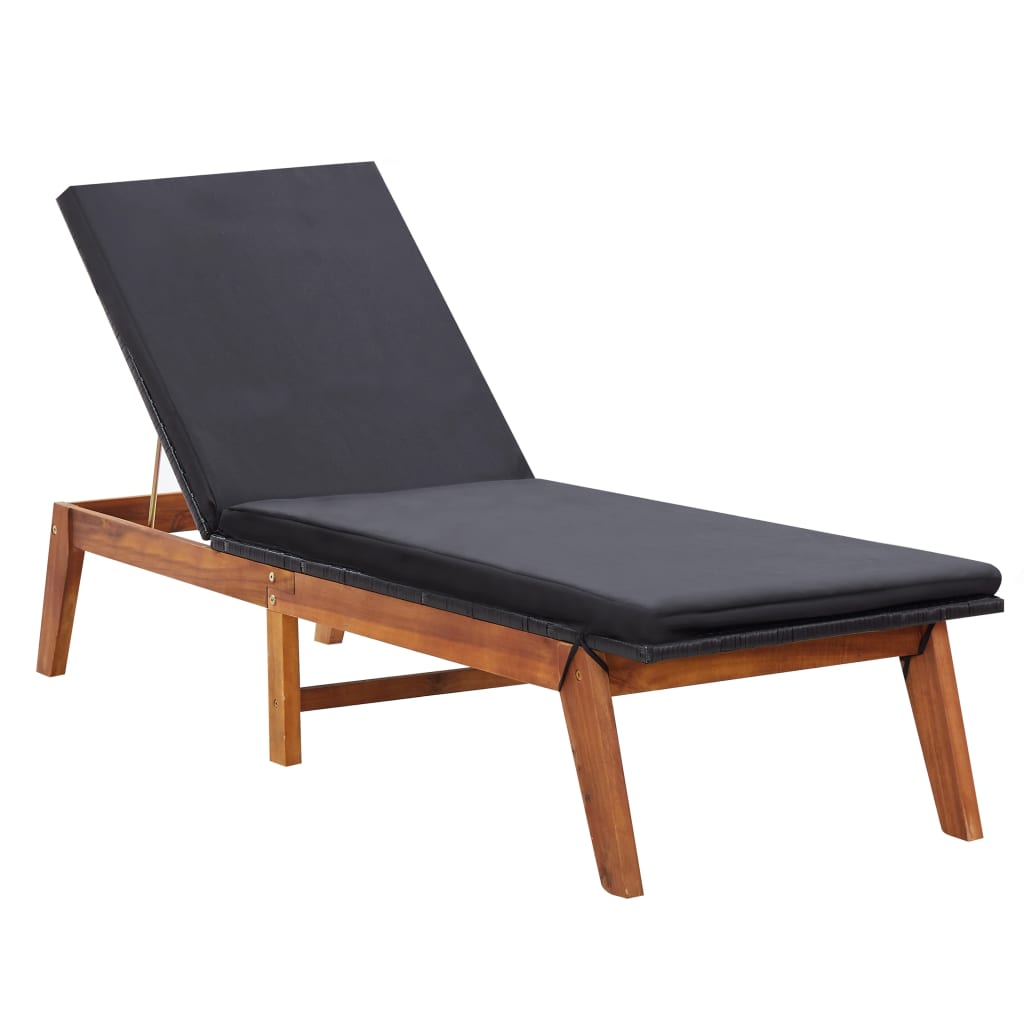 vidaXL Sonnenliegen 2 Stk. mit Tisch Poly Rattan und Massivholz Akazie