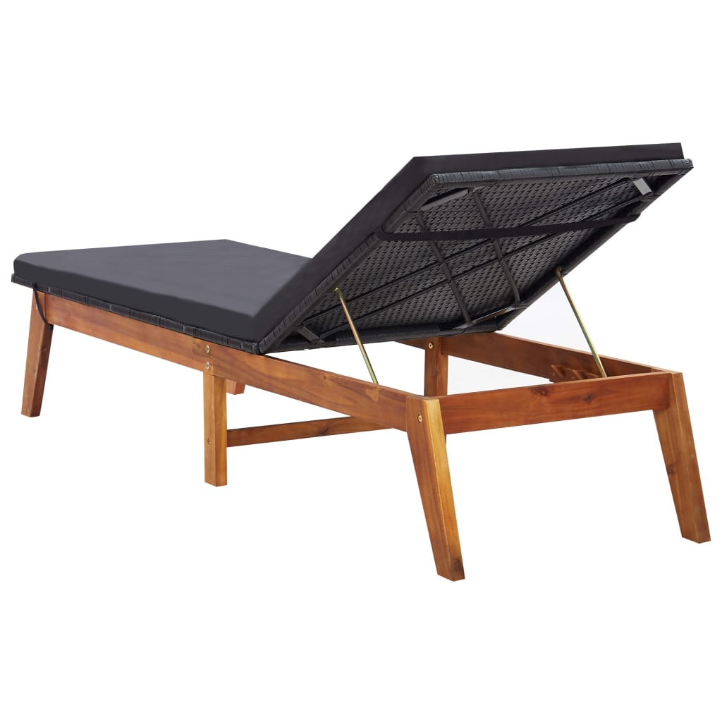 vidaXL Sonnenliegen 2 Stk. mit Tisch Poly Rattan und Massivholz Akazie