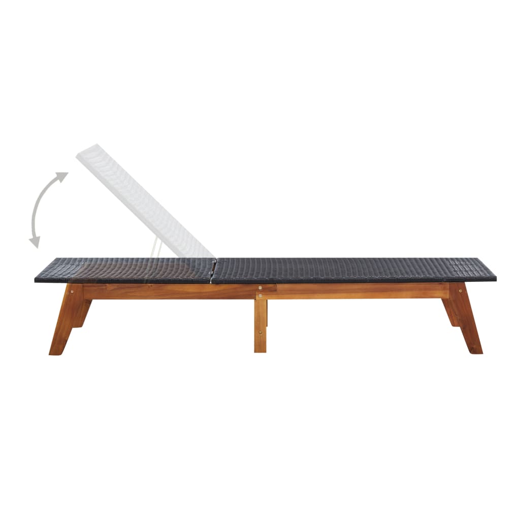 vidaXL Sonnenliegen 2 Stk. mit Tisch Poly Rattan und Massivholz Akazie