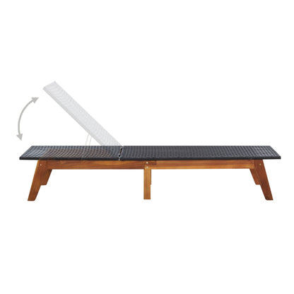 vidaXL Sonnenliegen 2 Stk. mit Tisch Poly Rattan und Massivholz Akazie