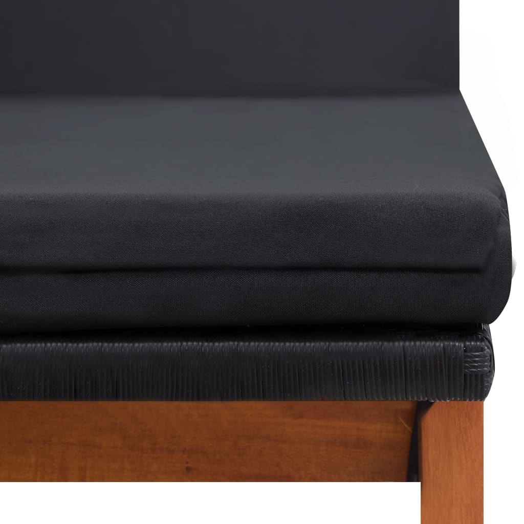 vidaXL Sonnenliegen 2 Stk. mit Tisch Poly Rattan und Massivholz Akazie