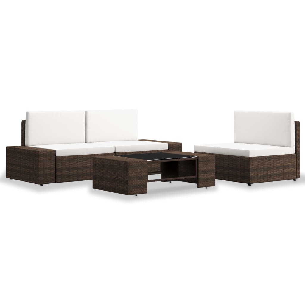 vidaXL Ensemble de meubles de jardin 4 pcs en résine tressée marron