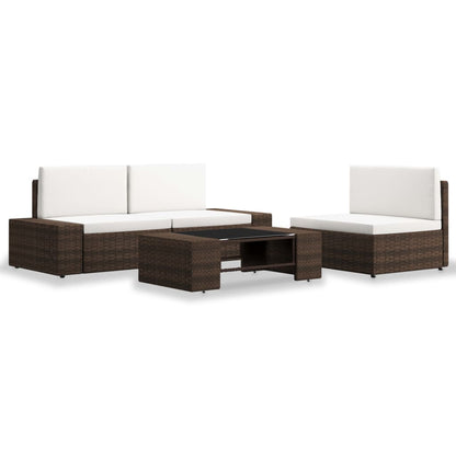 vidaXL Ensemble de meubles de jardin 4 pcs en résine tressée marron