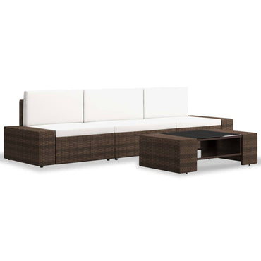 vidaXL Ensemble de meubles de jardin 4 pcs en résine tressée marron