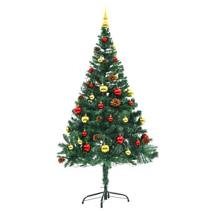 vidaXL Künstlicher Weihnachtsbaum mit Beleuchtung & Kugeln Grün 150 cm