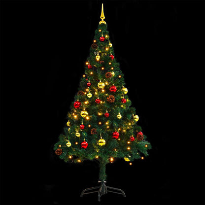 vidaXL Künstlicher Weihnachtsbaum mit Beleuchtung & Kugeln Grün 150 cm
