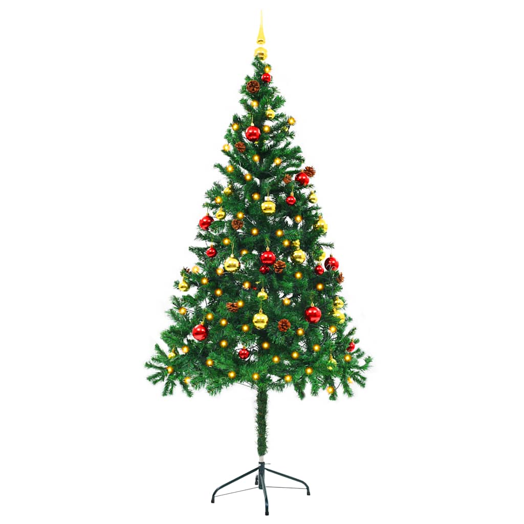 vidaXL Künstlicher Weihnachtsbaum mit Beleuchtung & Kugeln Grün 180 cm