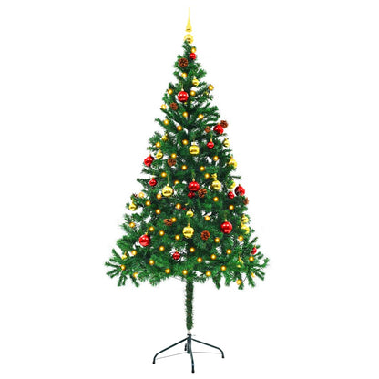 vidaXL Künstlicher Weihnachtsbaum mit Beleuchtung & Kugeln Grün 180 cm