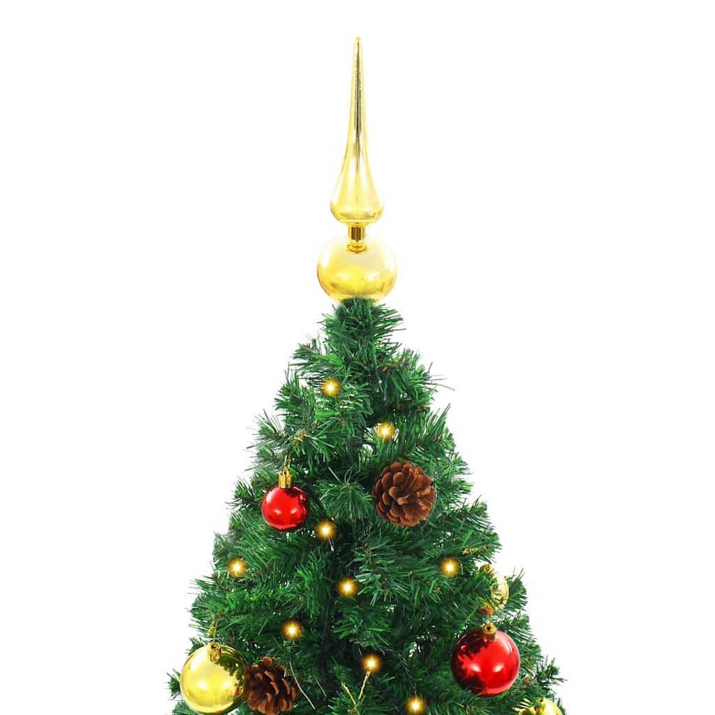 vidaXL Künstlicher Weihnachtsbaum mit Beleuchtung & Kugeln Grün 210 cm