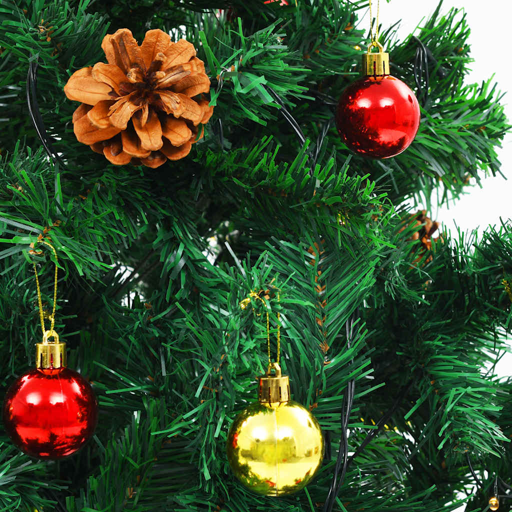 vidaXL Künstlicher Weihnachtsbaum mit Beleuchtung & Kugeln Grün 210 cm