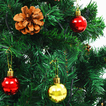 vidaXL Künstlicher Weihnachtsbaum mit Beleuchtung & Kugeln Grün 210 cm