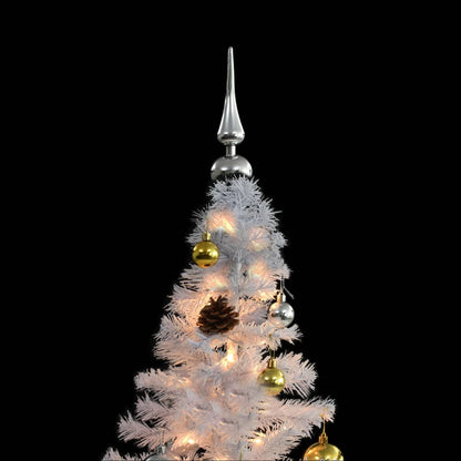 vidaXL Künstlicher Weihnachtsbaum mit Beleuchtung & Kugeln Weiß 150 cm