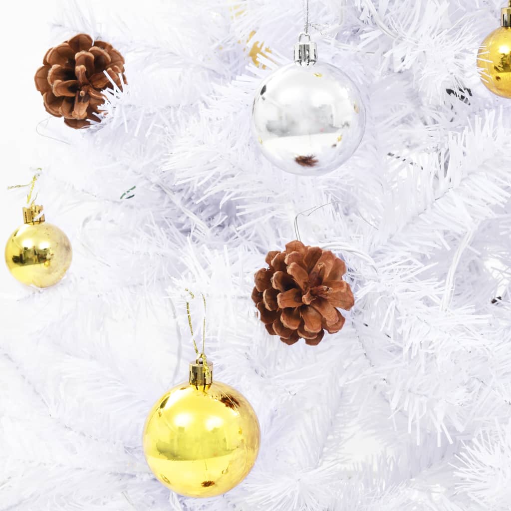 vidaXL Künstlicher Weihnachtsbaum mit Beleuchtung & Kugeln Weiß 150 cm