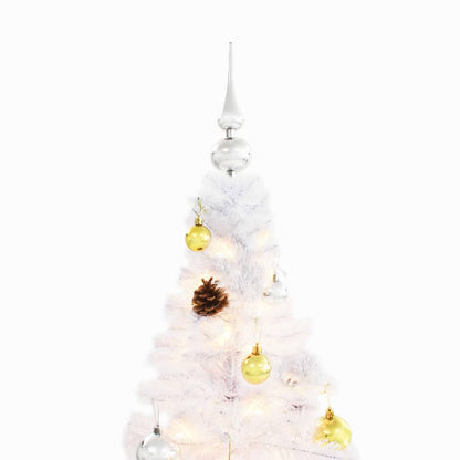 vidaXL Künstlicher Weihnachtsbaum mit Beleuchtung & Kugeln Weiß 180 cm