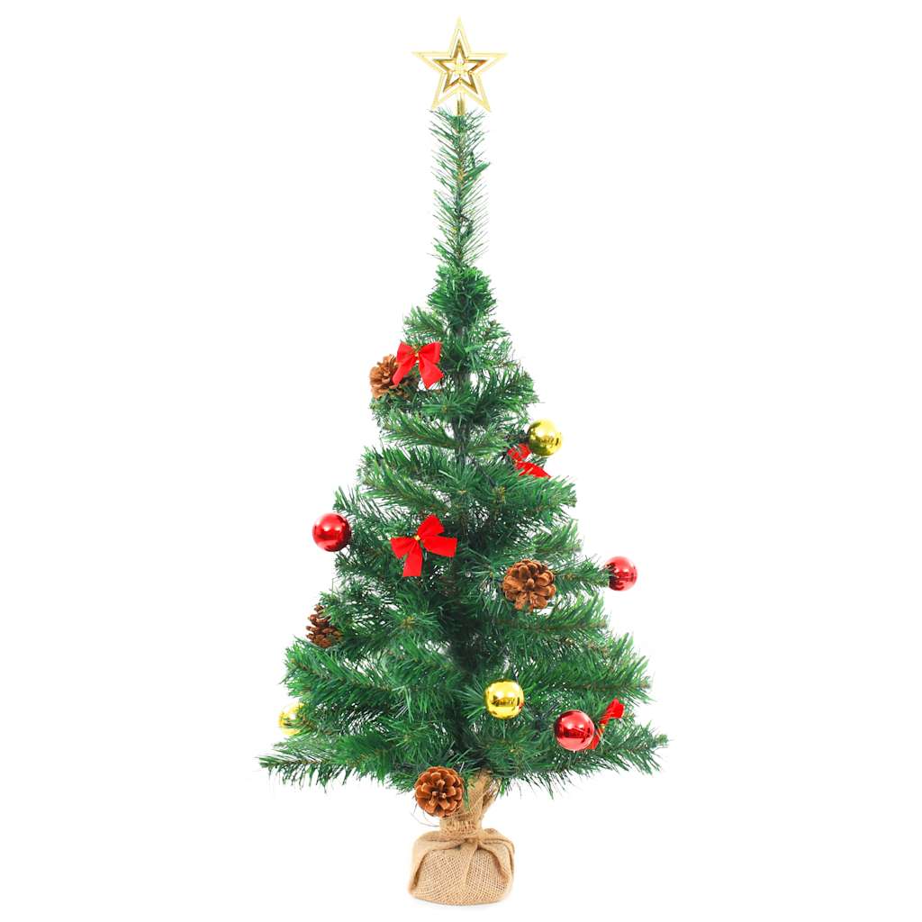 vidaXL Künstlicher Weihnachtsbaum mit Beleuchtung & Kugeln Grün 64 cm