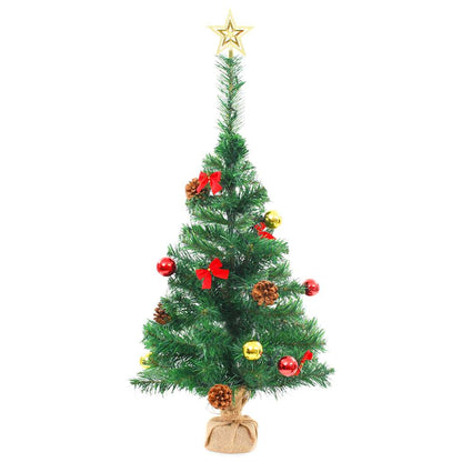 vidaXL Künstlicher Weihnachtsbaum mit Beleuchtung & Kugeln Grün 64 cm
