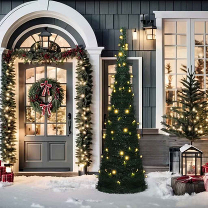 vidaXL Künstlicher Pop-Up-Weihnachtsbaum mit Beleuchtung Grün 210 cm