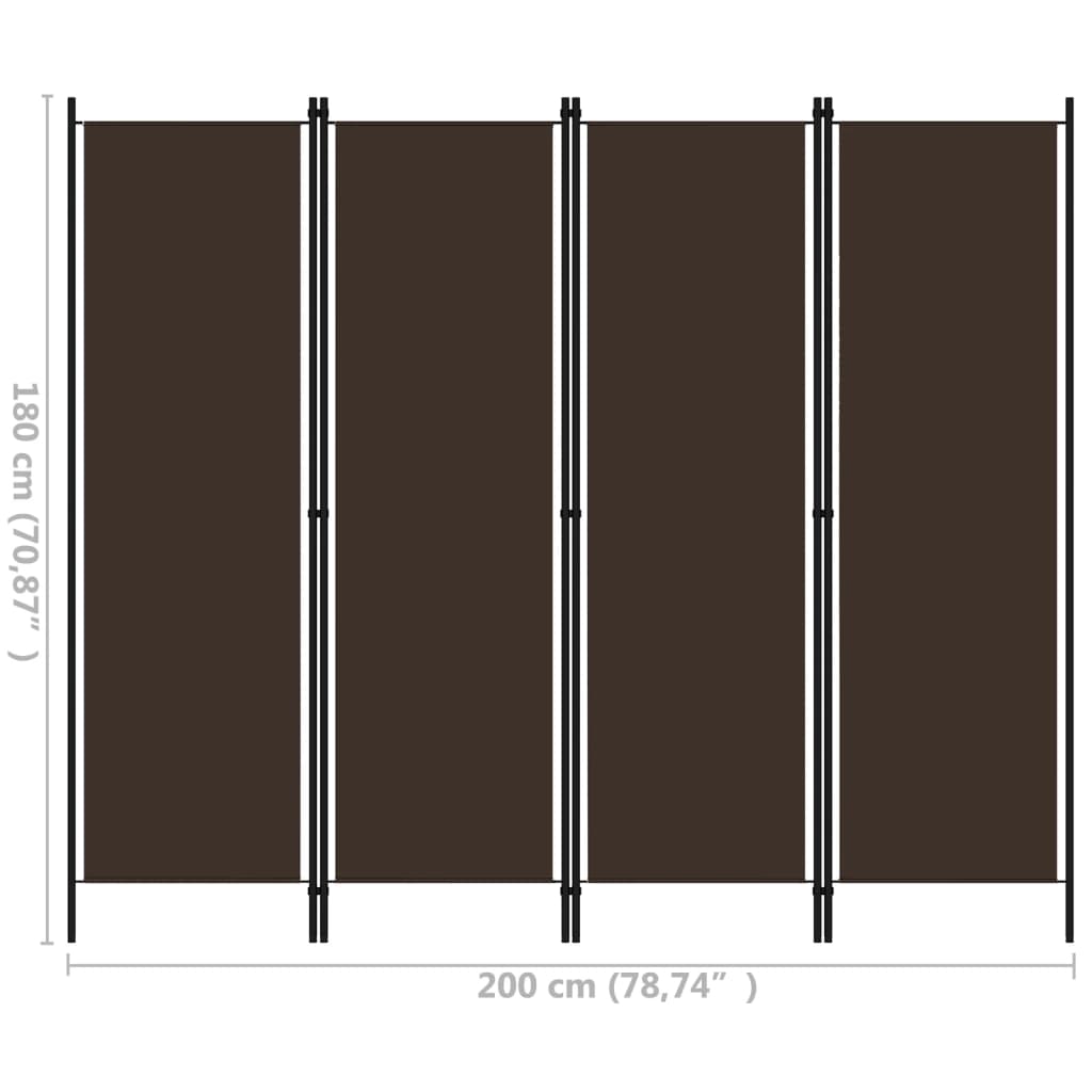vidaXL 4-tlg. Raumteiler Braun 200x180 cm