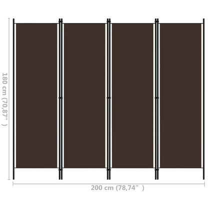 vidaXL 4-tlg. Raumteiler Braun 200x180 cm