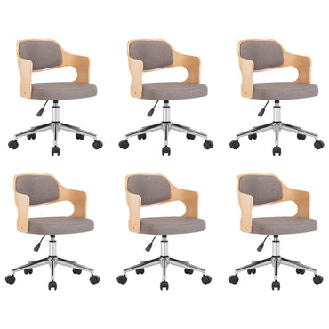vidaXL Drehbare Esszimmerstühle 6 Stk. Taupe Bugholz und Stoff