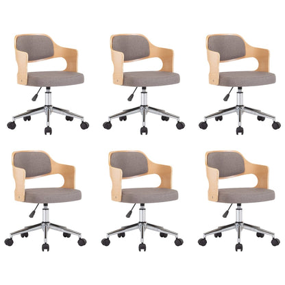 vidaXL Drehbare Esszimmerstühle 6 Stk. Taupe Bugholz und Stoff
