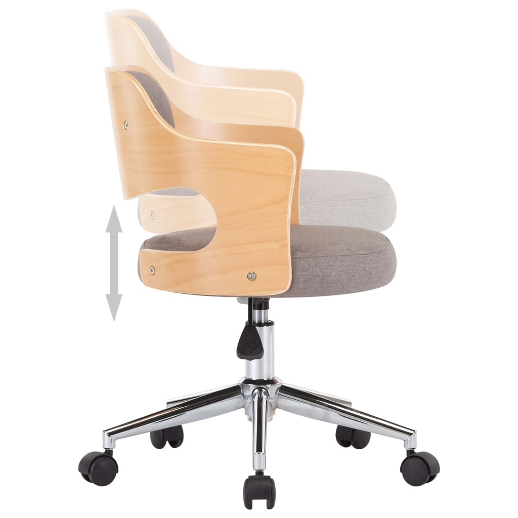 vidaXL Drehbare Esszimmerstühle 6 Stk. Taupe Bugholz und Stoff