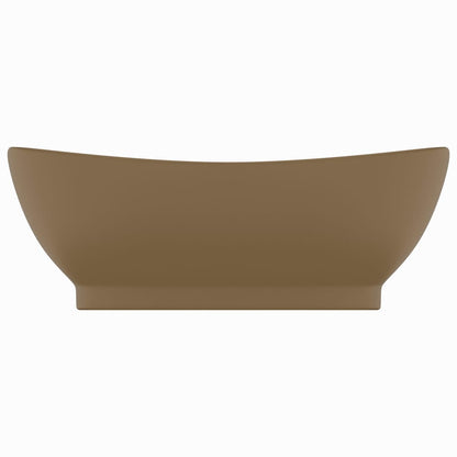 Luxus-Waschbecken Überlauf Oval Matt Creme 58,5x39cm Keramik