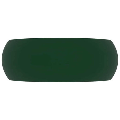 Luxuriöses Waschbecken Rund Matt Dunkelgrün 40x15 cm Keramik