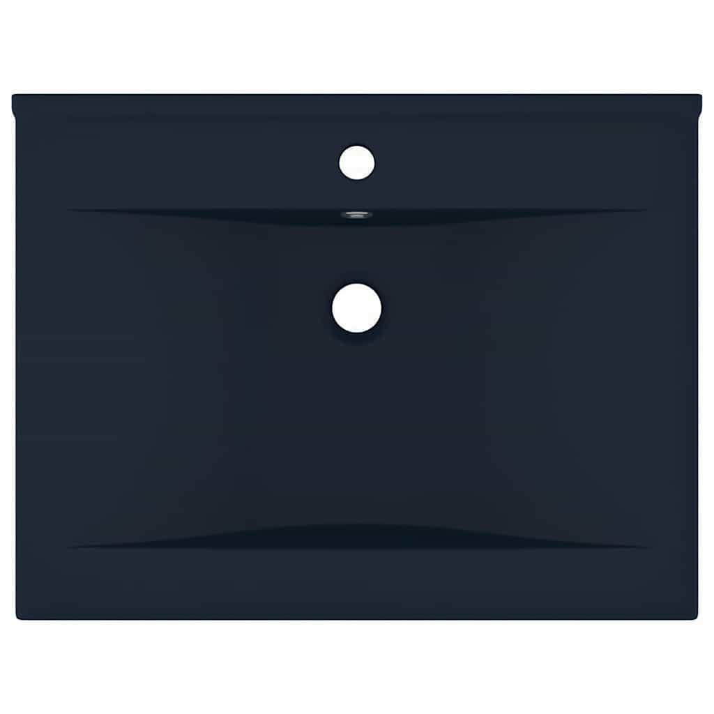 Luxus-Waschbecken mit Hahnloch Matt-Dunkelblau 60x46 cm Keramik