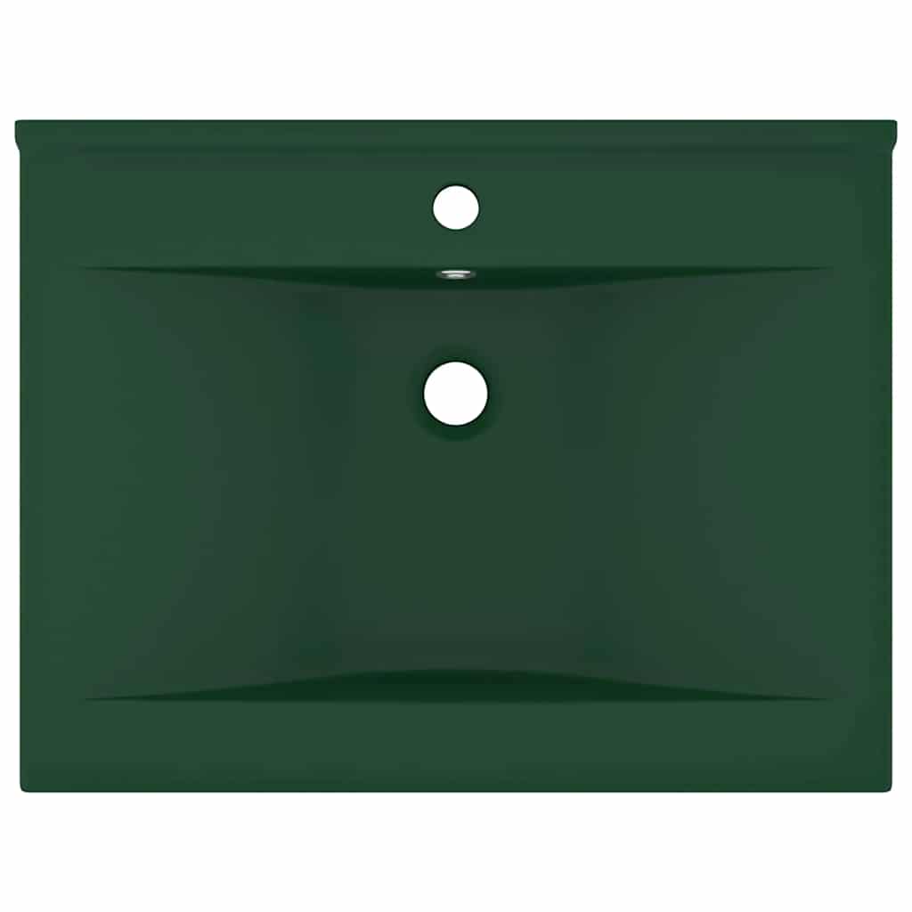Luxus-Waschbecken mit Hahnloch Matt-Dunkelgrün 60x46 cm Keramik