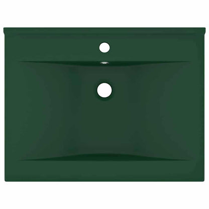 Luxus-Waschbecken mit Hahnloch Matt-Dunkelgrün 60x46 cm Keramik