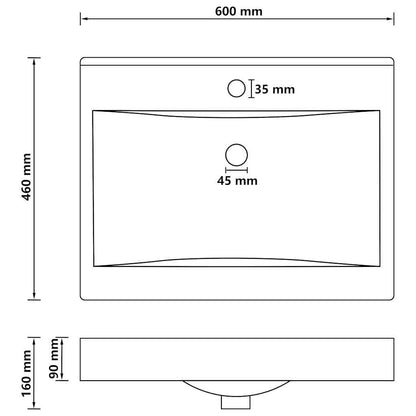 Luxus-Waschbecken mit Hahnloch Matt-Dunkelgrün 60x46 cm Keramik
