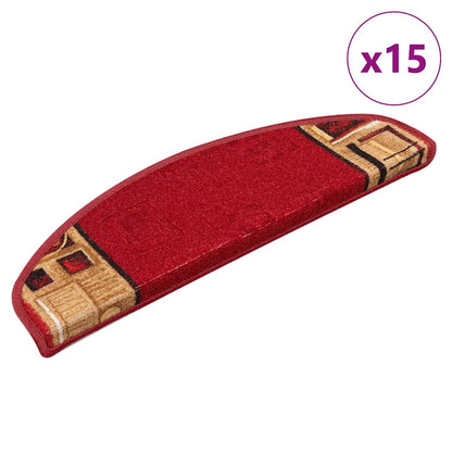 vidaXL Tapis de Marche Auto-adhésifs 15 pcs Rouges 65x21x4 cm