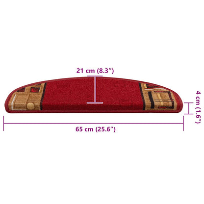 vidaXL Tapis de Marche Auto-adhésifs 15 pcs Rouges 65x21x4 cm