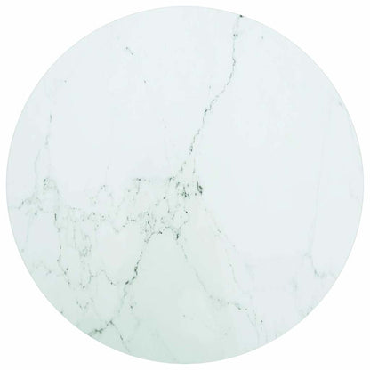 vidaXL Plateau de table Verre trempé aspect marbre Blanc Ø50x0,8 cm