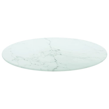 vidaXL Plateau de table Verre trempé aspect marbre Blanc Ø50x0,8 cm
