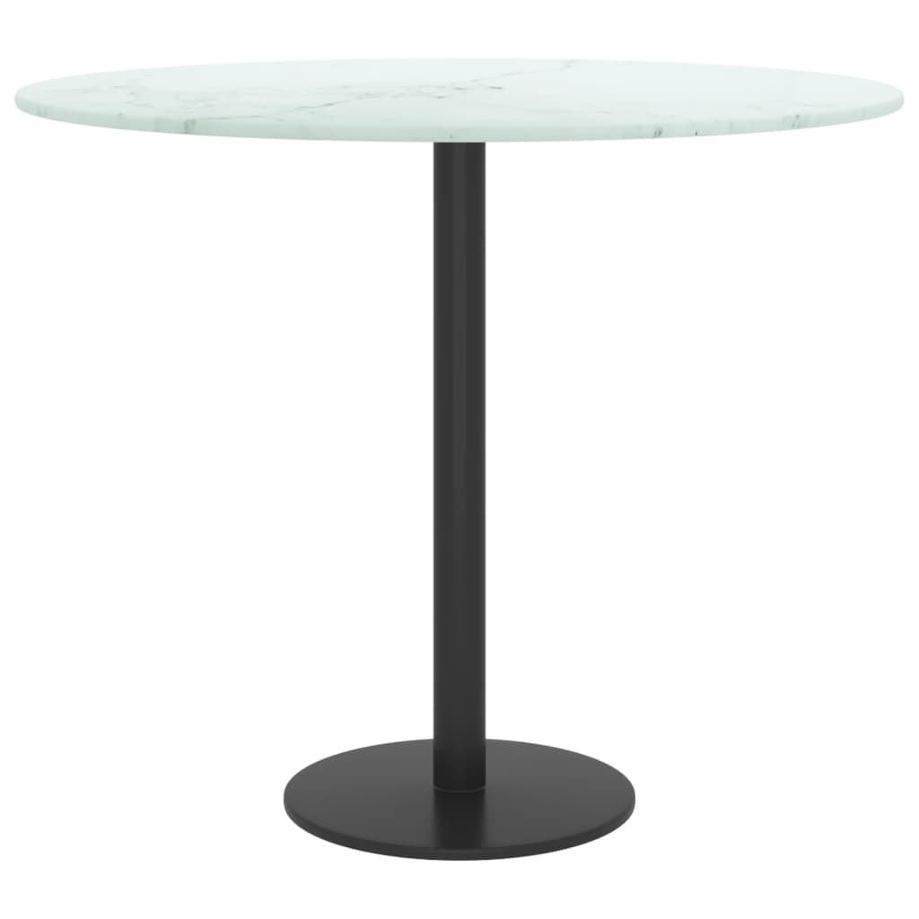 vidaXL Plateau de table Verre trempé aspect marbre Blanc Ø50x0,8 cm